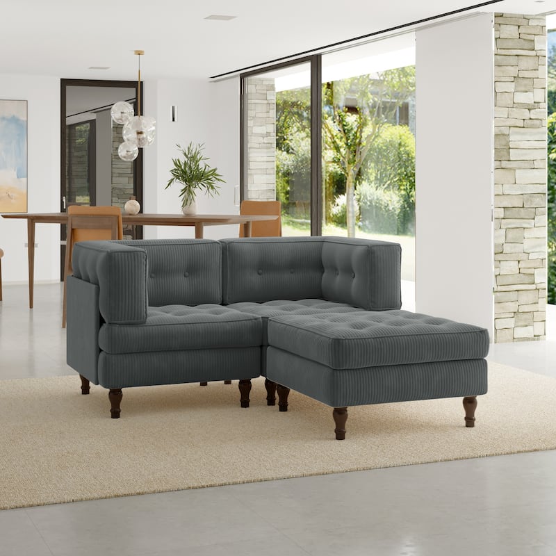 Oversized Sofa Corduroy Tufted Modular Sectional Set