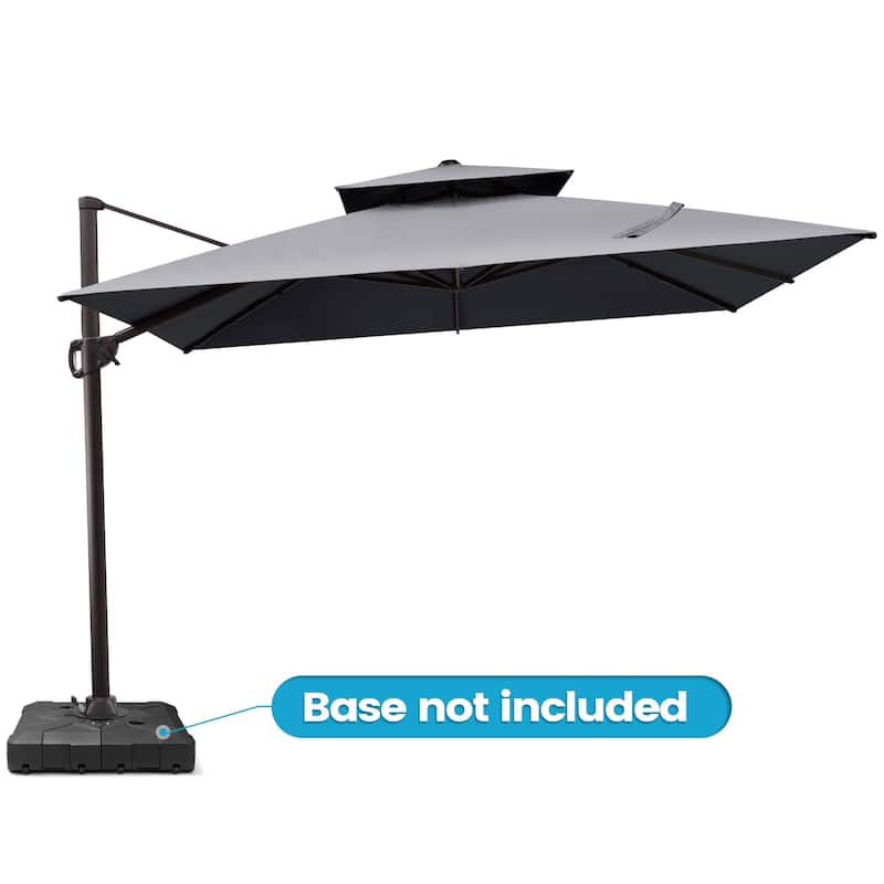 Outdoor 10FT Square Offset Cantilever Patio Umbrella 360-Degree Rotation