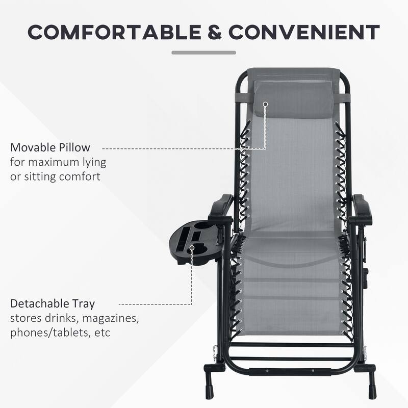 2 Pieces Outdoor Rocking Chairs, Foldable Reclining Zero Gravity Lounge Rocker with Pillow, Cup and Phone Holder