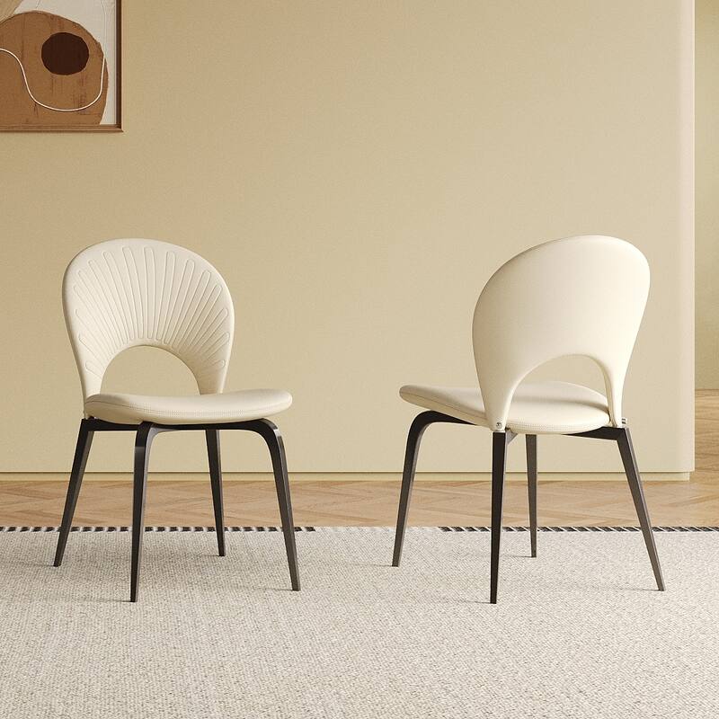 Dining Chairs with Metal Legs & Backrest with 2 pieces