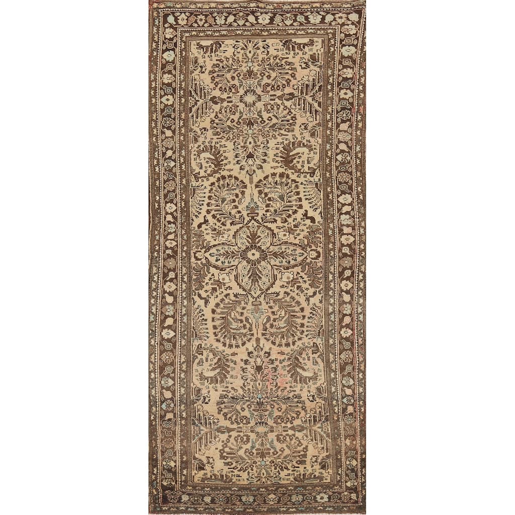 Floral Lilian Persian Vintage Runner Rug Hand-Knotted Wool Carpet - 3'7" x 9'10"