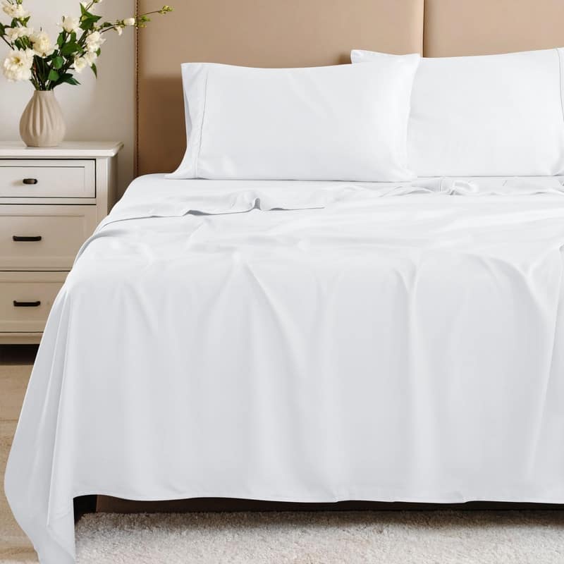 Blue Nile Mills 4 Piece Rayon From Bamboo Sheets 300 Thread Count - Solid Deep Pocket