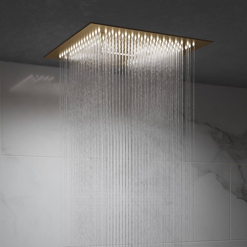 16 in LED Light Shower System Faucet Set LCD Digital Thermostatic Valve Kit Shower Head with Body Jets & Handheld Slider
