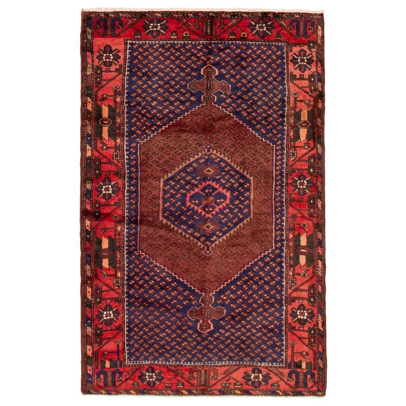 ECARPETGALLERY Hand-knotted Andelz Navy Wool Rug - 4'4 x 7'3 - Dark Navy - 4'4 x 7'3