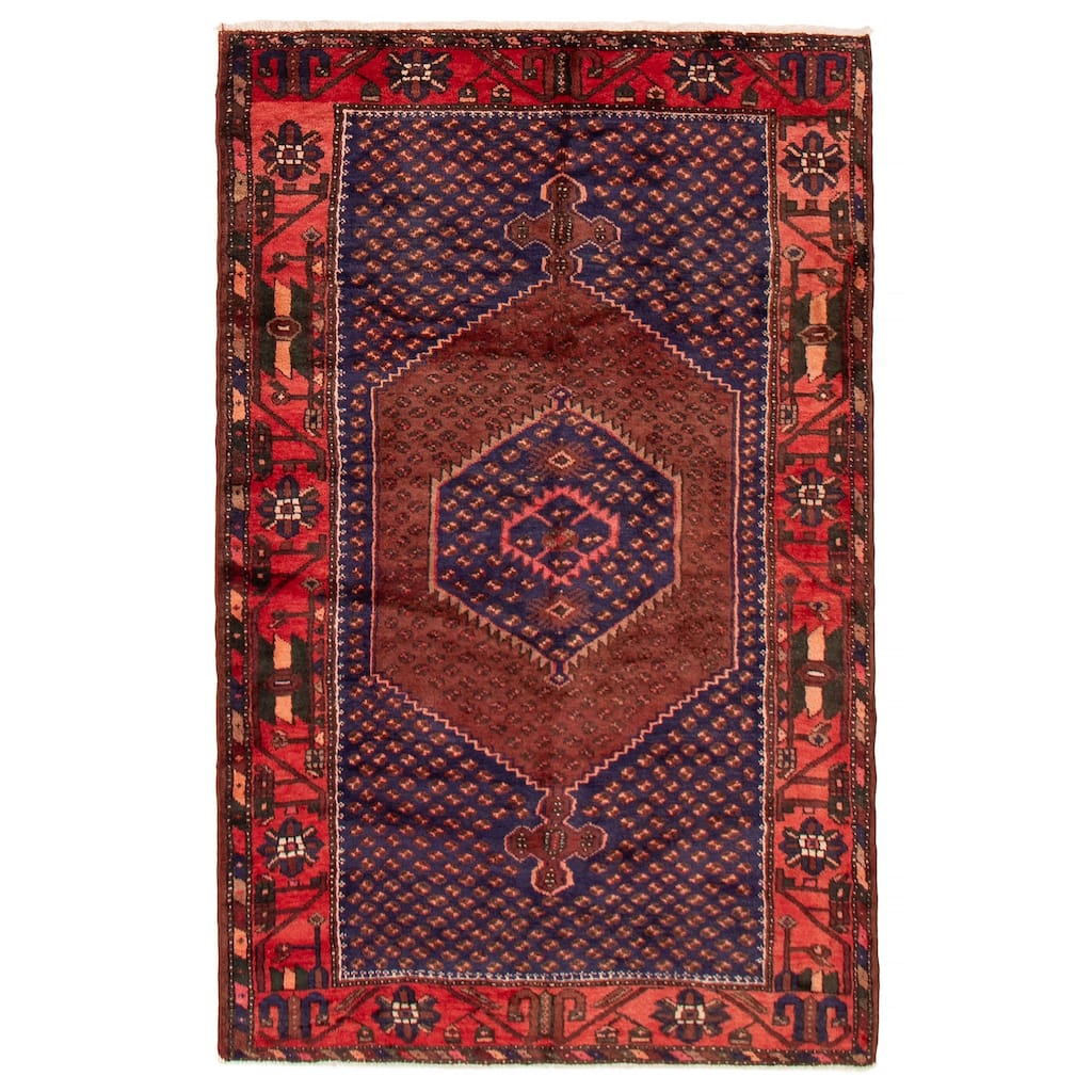 ECARPETGALLERY Hand-knotted Andelz Navy Wool Rug - 4'4 x 7'3