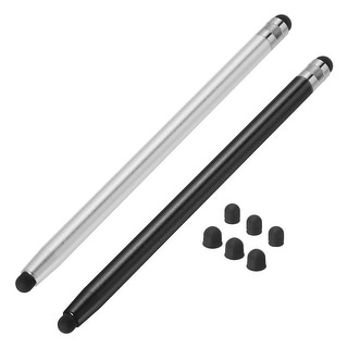 2pcs Stylus Pens for Touch Screens with 4 Extra Tips Black Silver