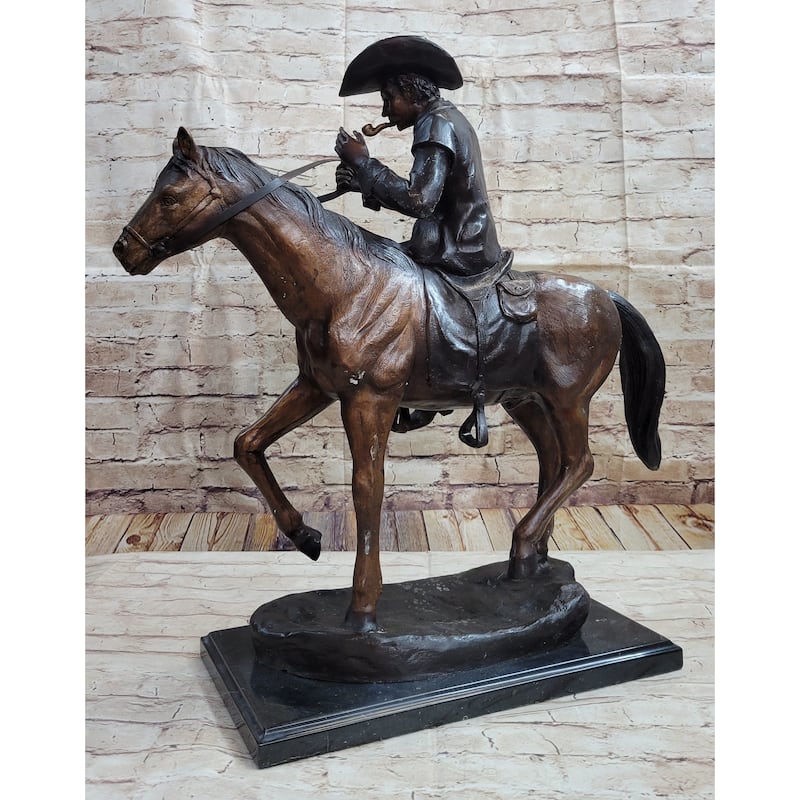 Breath By Frederic Remington Bronze Statue Sculpture Cowboy Smoking Pipe 22 Inches X 24 Inches