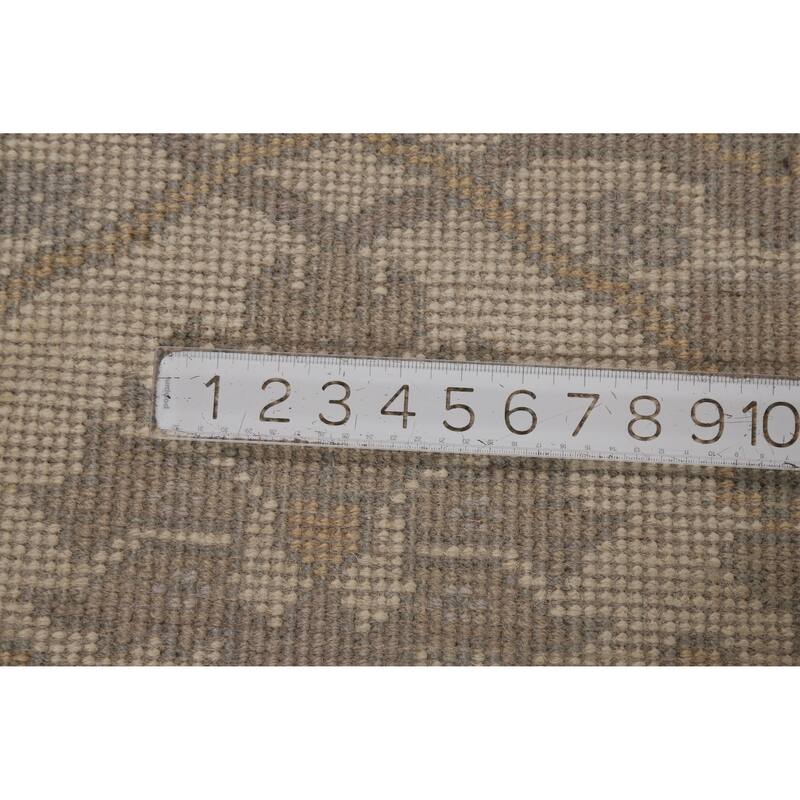 Grey Oushak Indian Area Rug Hand-Knotted Wool Carpet - 9'1" x 11'9"