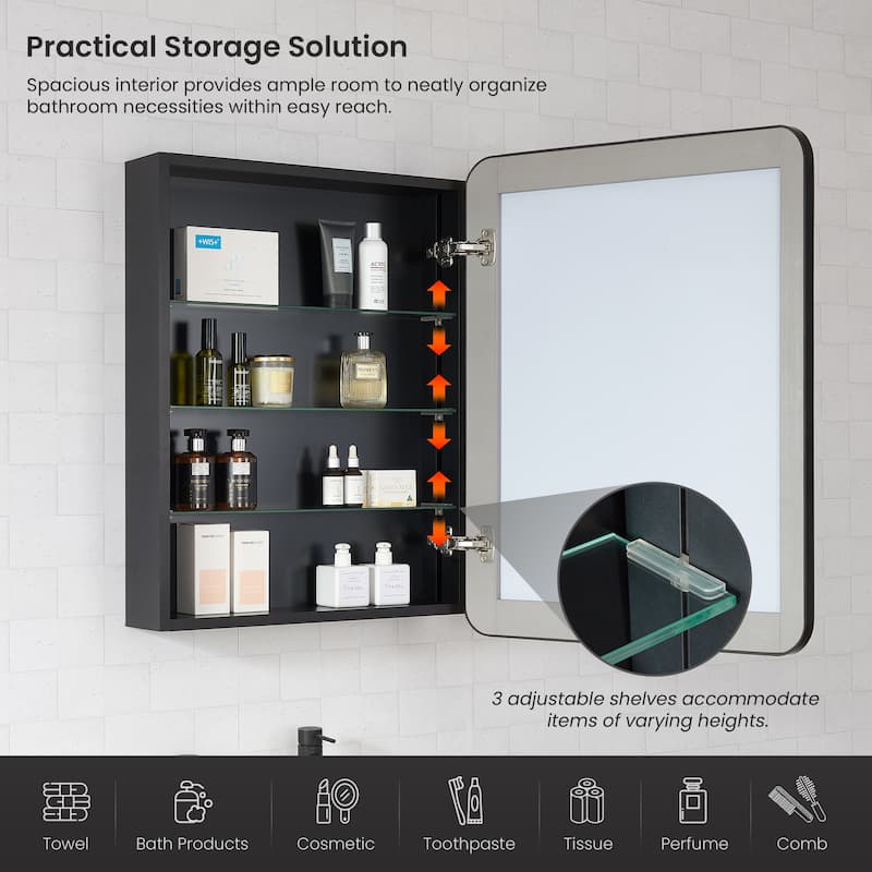 Talayuela Rectangular Aluminum Framed Medicine Cabinet with Mirror