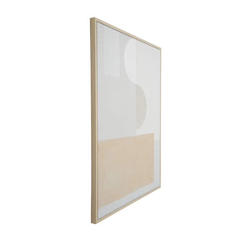 Canvas Geometric Mid Century Modern Shape Framed Wall Art with Pink and Sage Accents - Cream - Roche River Decor