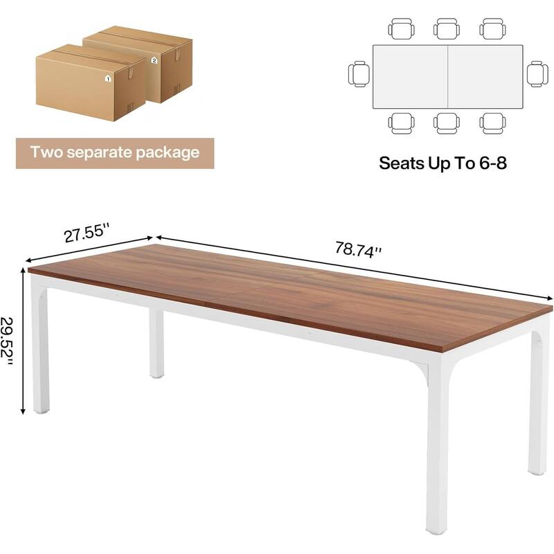 Rectangle 13FT Large Conference Table Set of 2, 78.74-Inch Meeting Seminar Table, Long Business Table