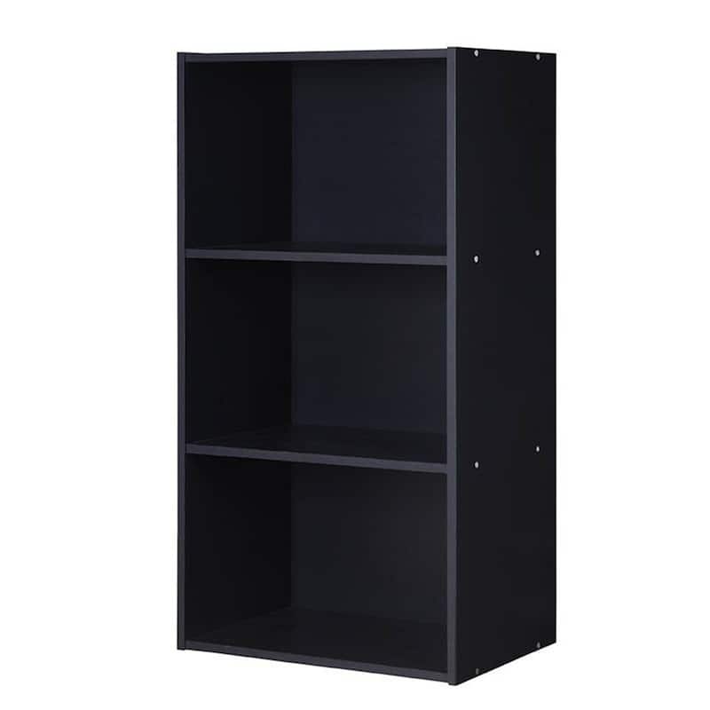 3 Open Shelf Bookcase Modern Storage Display Cabinet - 17" x 11.5" x 31.5" (L x W x H) - Black