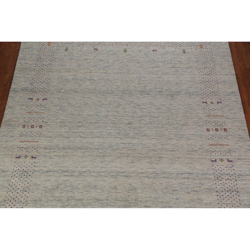 Tribal Gabbeh Oriental Rug Hand-Knotted Living Room Wool Carpet - 9'0" x 11'7"