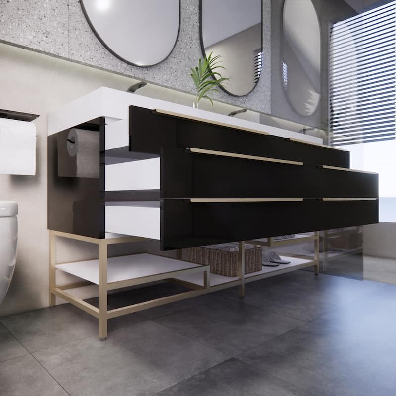 Noble 60" Free-standing Vanity with Reinforced Acrylic Double Sink