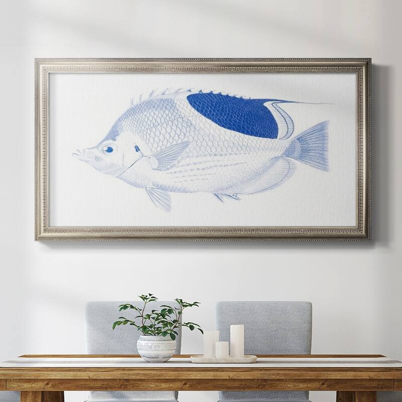 Blue & White Tropical Fish I Premium Framed Canvas- Ready to Hang