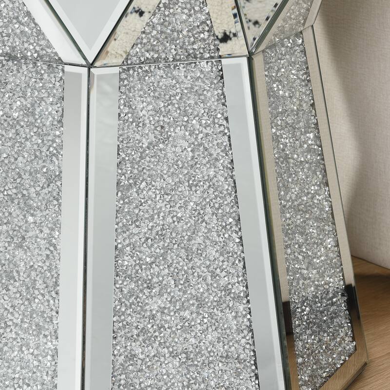 20" Modern Square Coffee Table with Crushed Diamonds Framing for Living Room