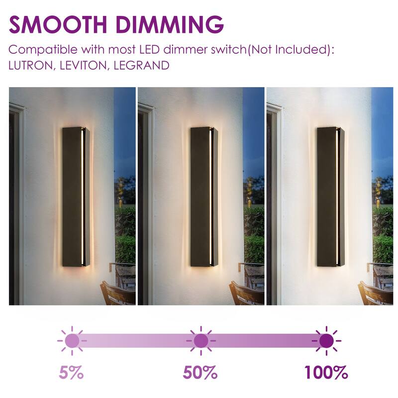 Modern Black Outdoor Wall Lights Linear Dimmable LED Wall Sconce Lights
