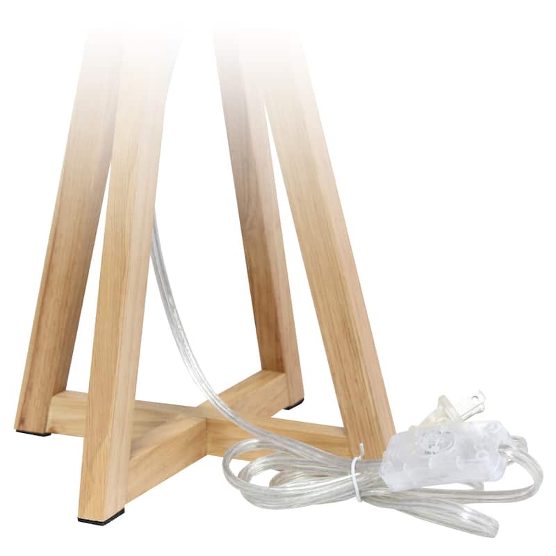 Wood Tripod Table Lamp with Drum Shade for Bedroom Decor - 9.75 x 9.75 x 19 in. (L x W x H)