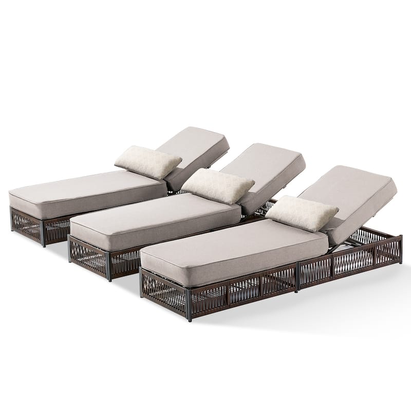 Pocassy Outdoor Lounge Chairs, Pool Lounge Chairs with Adjustable Backrest