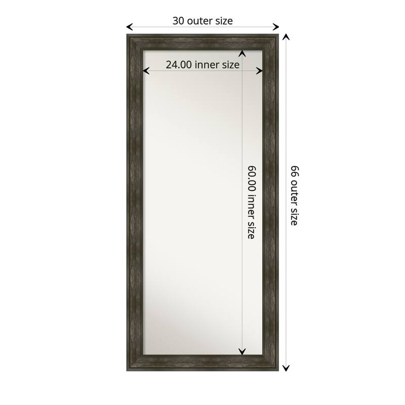 Non-Beveled Wood Full Length Floor Leaner Mirror - Rail Rustic Char Frame - Rail Rustic Char - Outer Size: 30 x 66 in