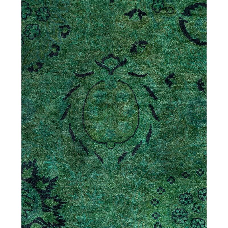 Overdyed One-of-a-Kind Hand-Knotted Area Rug - Green - 8' 2" x 14' 6"