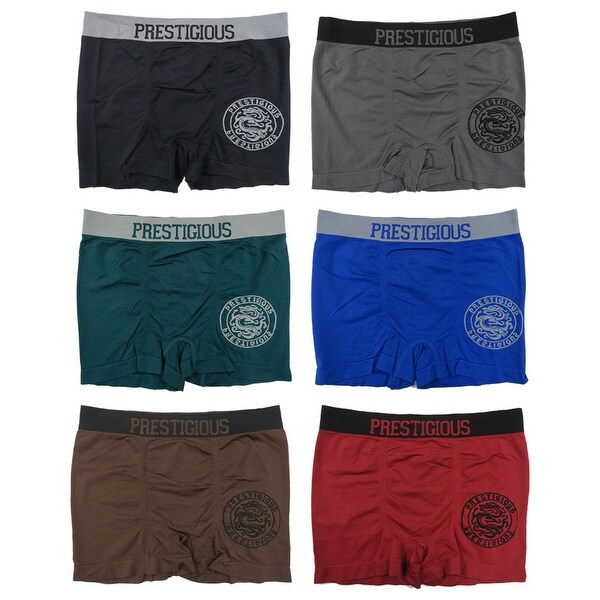Men's 6-Pack Seamless Dragon Badge Print Boxer Briefs