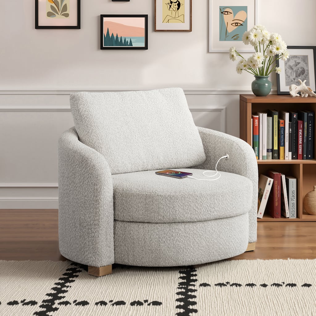 Studio Living Myers Large Accent Chair in Boucle Fabric