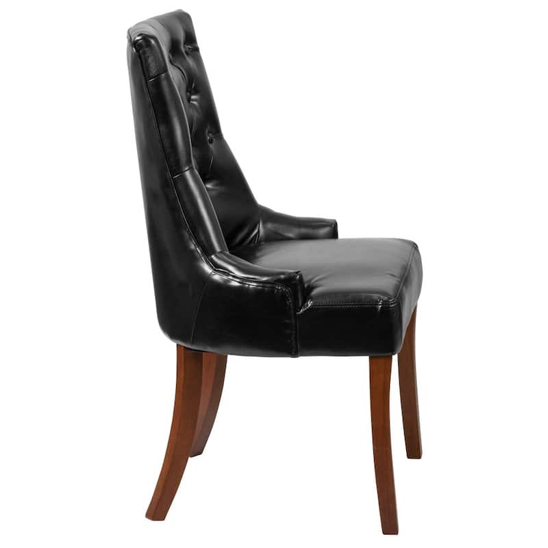 Tufted Chair with Curved Mahogany Legs