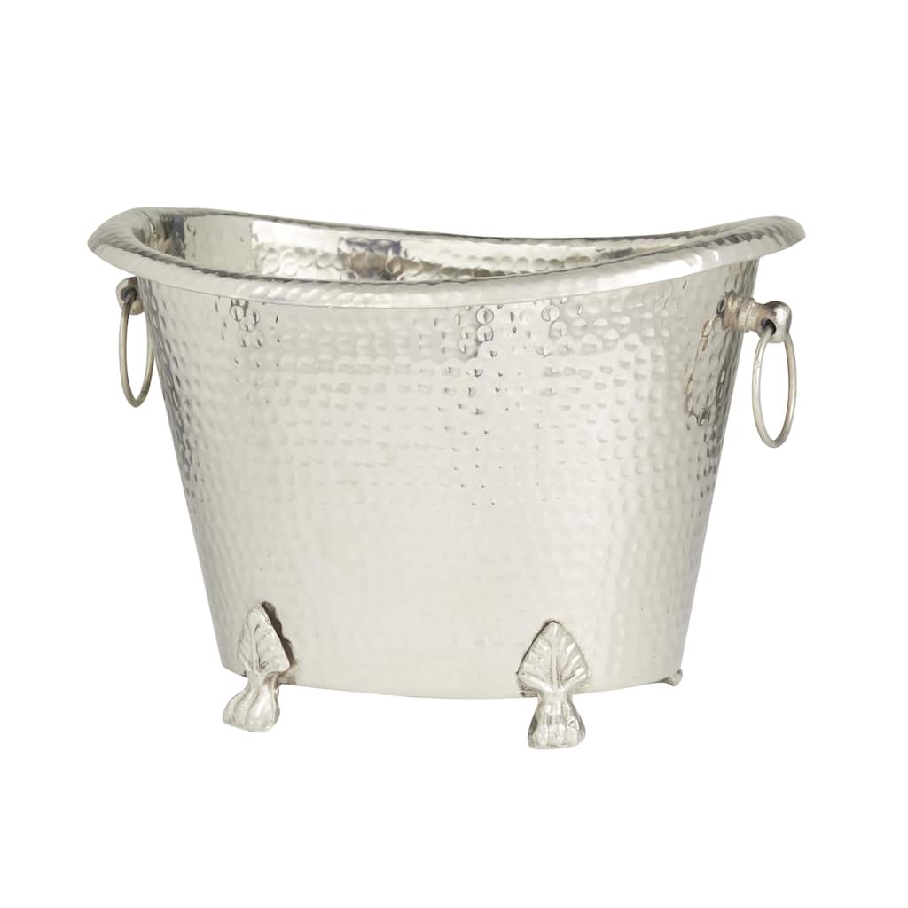 Aluminum Metal 4 or 6 Bottle Ice Bucket - Silver - Roche River Decor