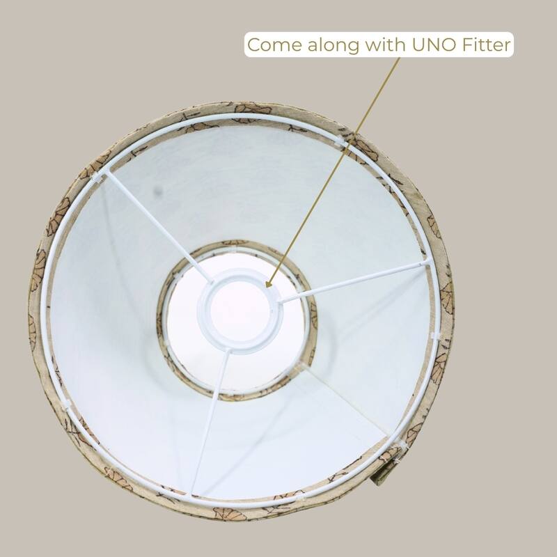 Fabdivine Kohinoor Linen Blend Floral Brown Hand Block Print Drum Detachable Table Lampshade for Home & Living Room Décor