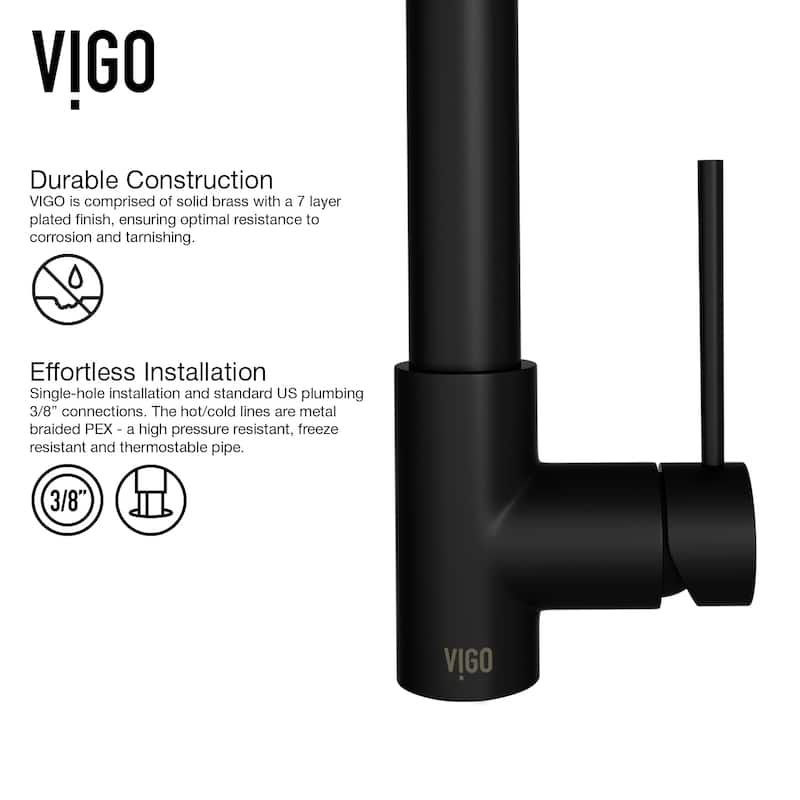 VIGO Laurelton 22" H Single Handle Pull-Down Sprayer Kitchen Faucet
