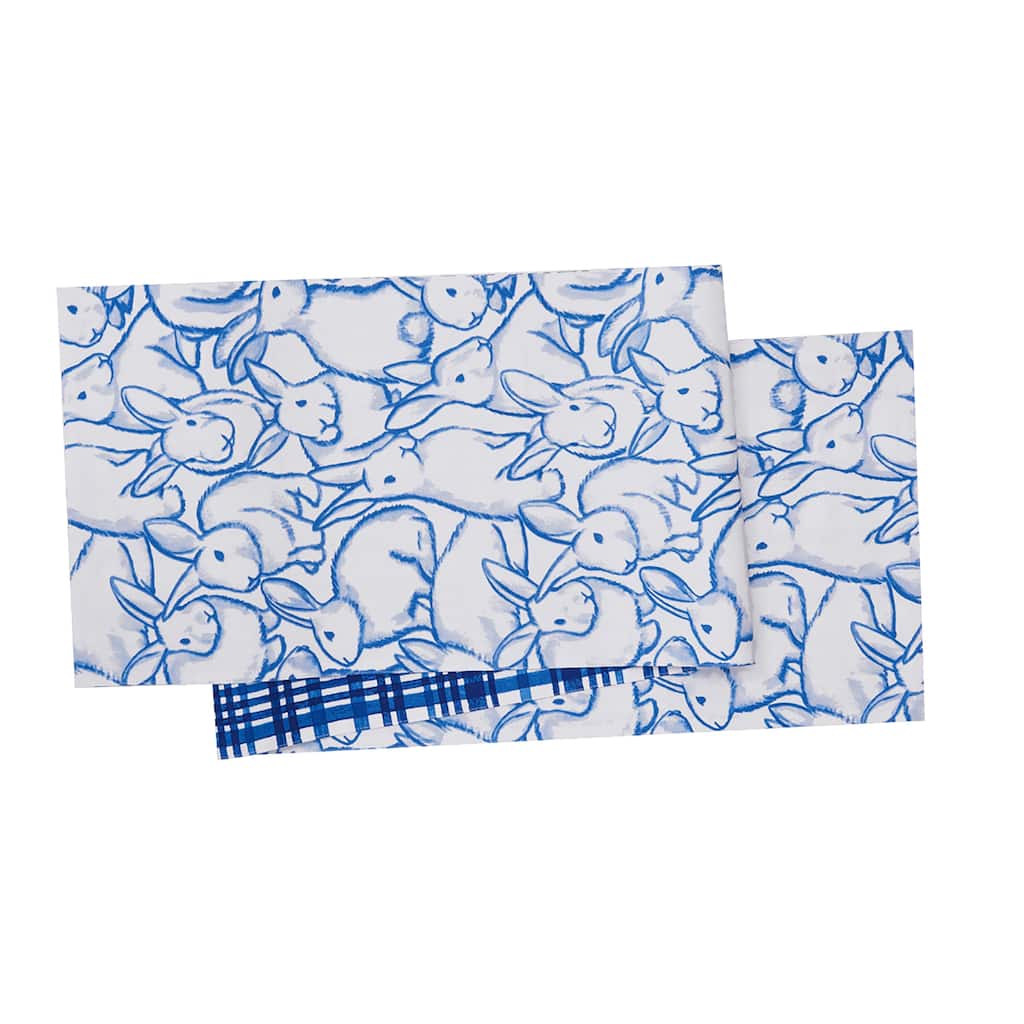 14" x 72" Blue Bun & Plaid Easter Table Runner