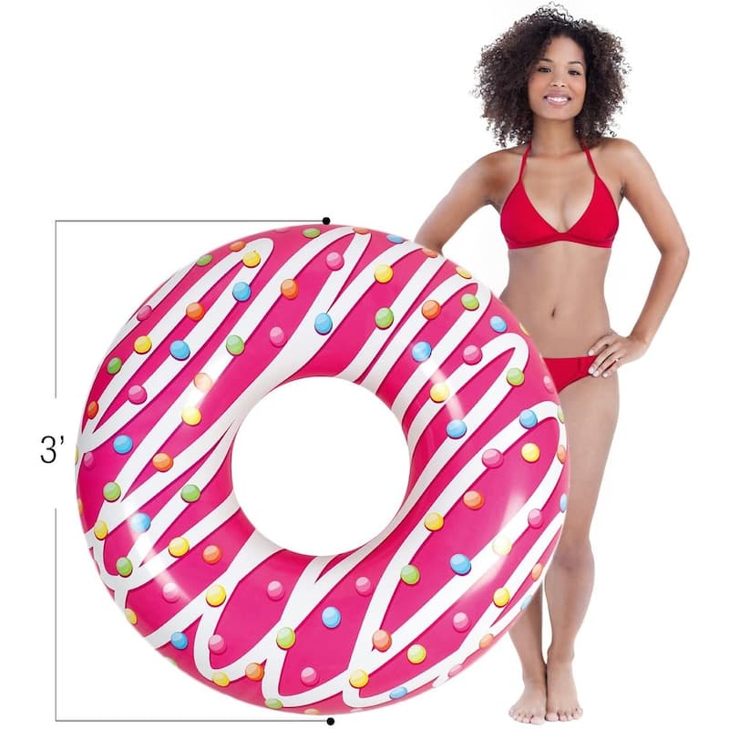 Matney Inflatable Pool Float Donut, Perfect Lounger, Raft, Float for Pools, Lakes, Beaches, and Rivers - 42.5" D x 11.75" H - 42.5" D x 11.75" H