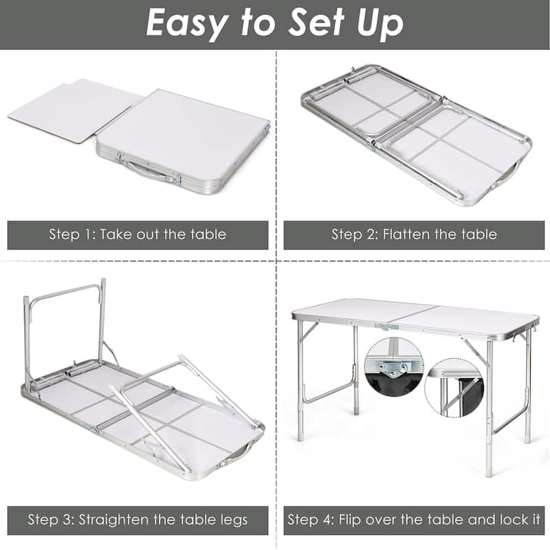 Aluminum Lightweight Portable Camping Table with Storage Organizer
