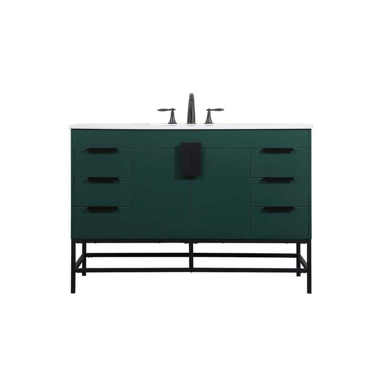 Elegant Lighting VF488W48M Eugene 48" Free Standing Single Basin - Green - Painted