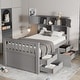 preview thumbnail 1 of 13, Twin Size Captain Platform Bed Frame w/Bookcase Headboard & 4 Drawers Grey - Twin