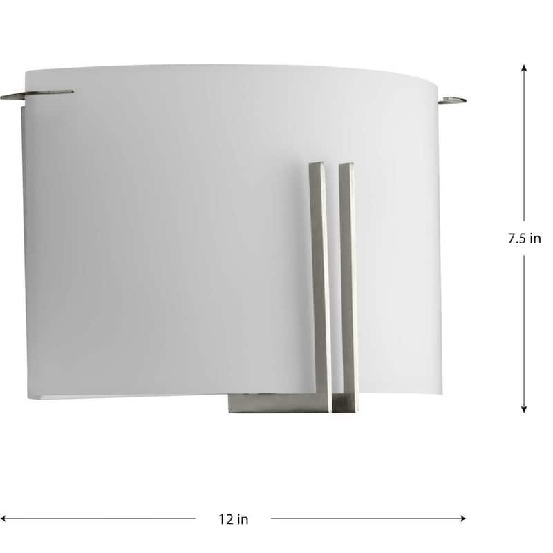 Modern Glass Sconce Two-Light Brushed Nickel Wall Sconce - 12 in x 4 in x 7.5 in