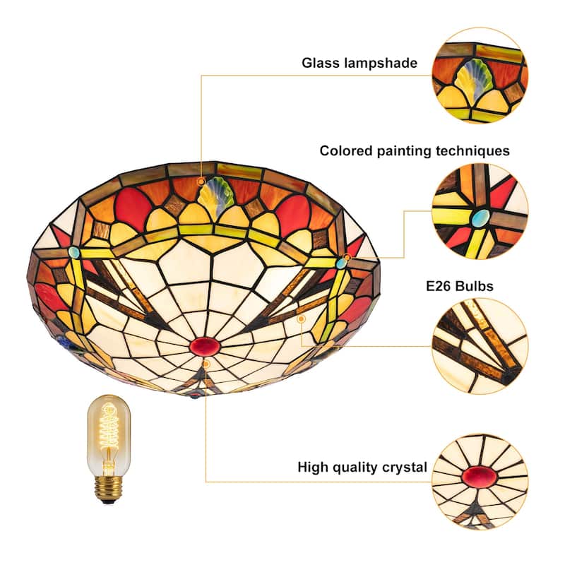 Stained Glass Flush Mount Tiffany Ceiling Light Entryway Lighting