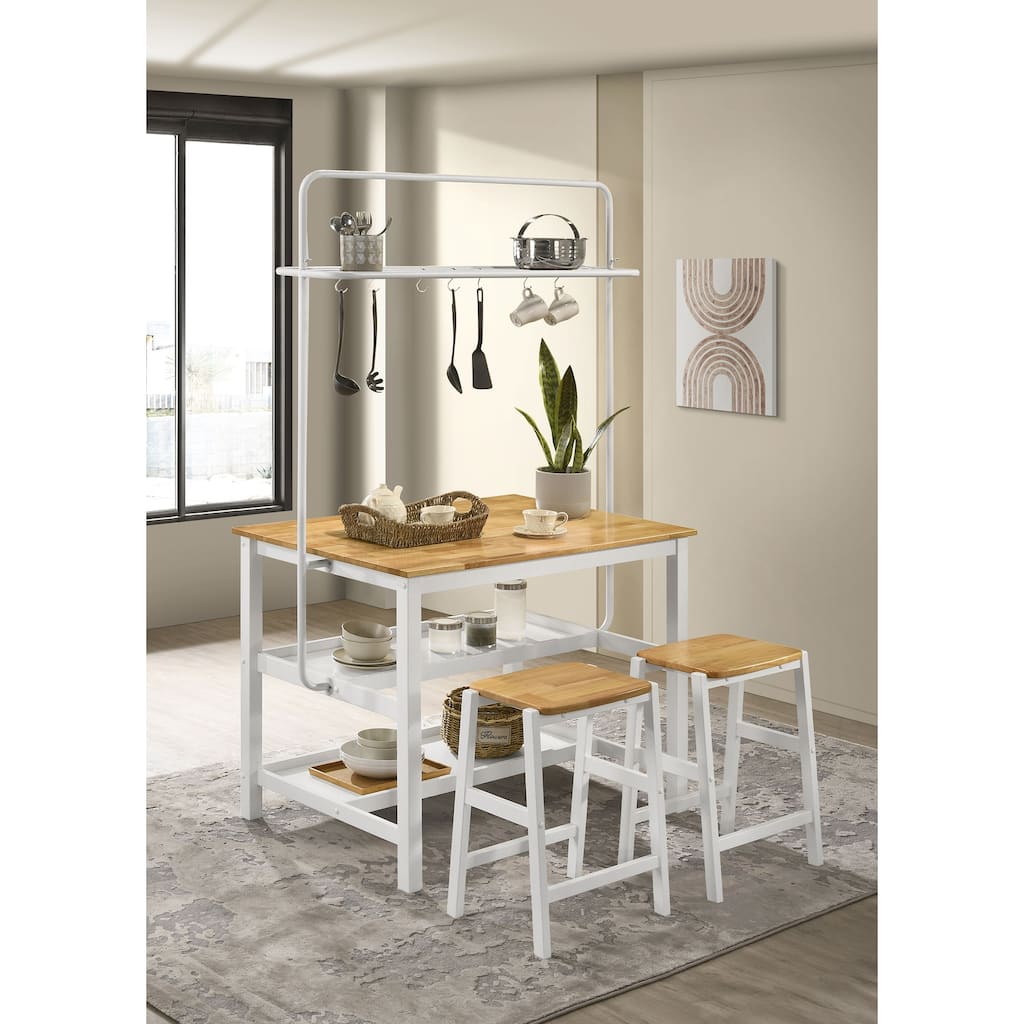 Edgeworth 3-piece Kitchen Island Counter Table Set White