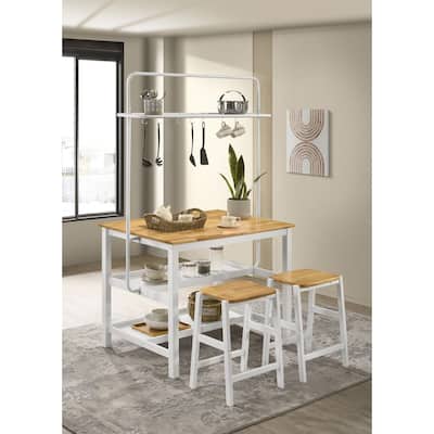 Prager Brown and White 3-piece Counter Height Table with Stools