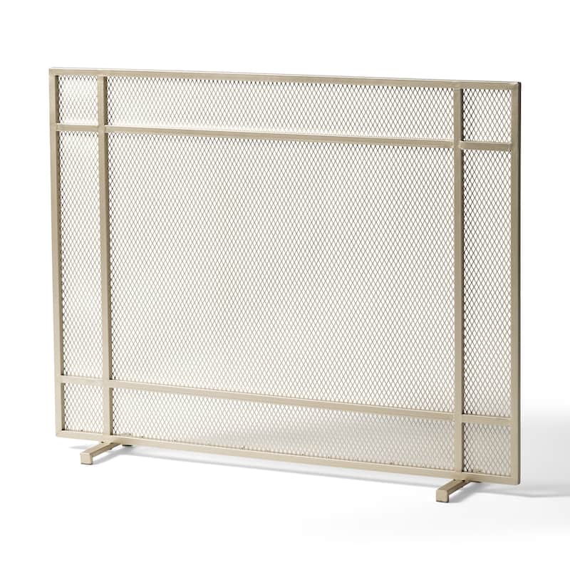 Roomfitters Minimalist Fireplace Screen, Single-Panel Design with Sleek Frame and Durable Mesh for Stylish, Functional Fireplace