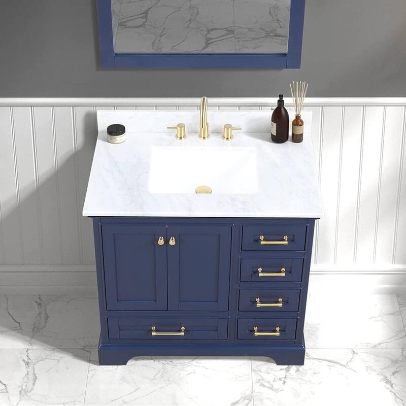 Blossom Copenhagen 36" Solid Wood Bathroom Vanity w/ Marble Top & Sink