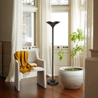 Stefanie River of Goods Antique Bronze and Gold Metal 62.5-Inch Candlestick Floor Lamp - 15" x 15" x 62.5"