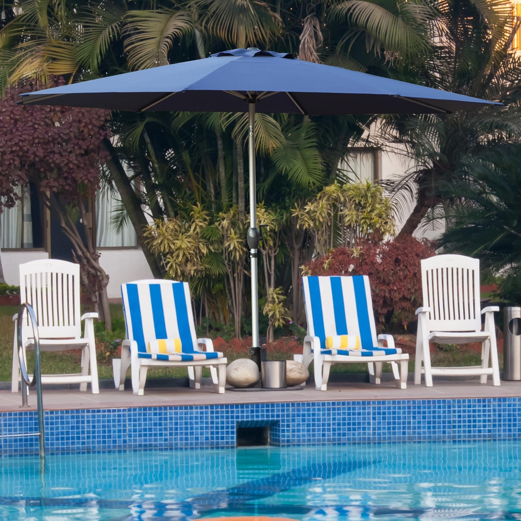10FT Patio Umbrella, Outdoor Table Umbrella with Push Button Tilt and Crank