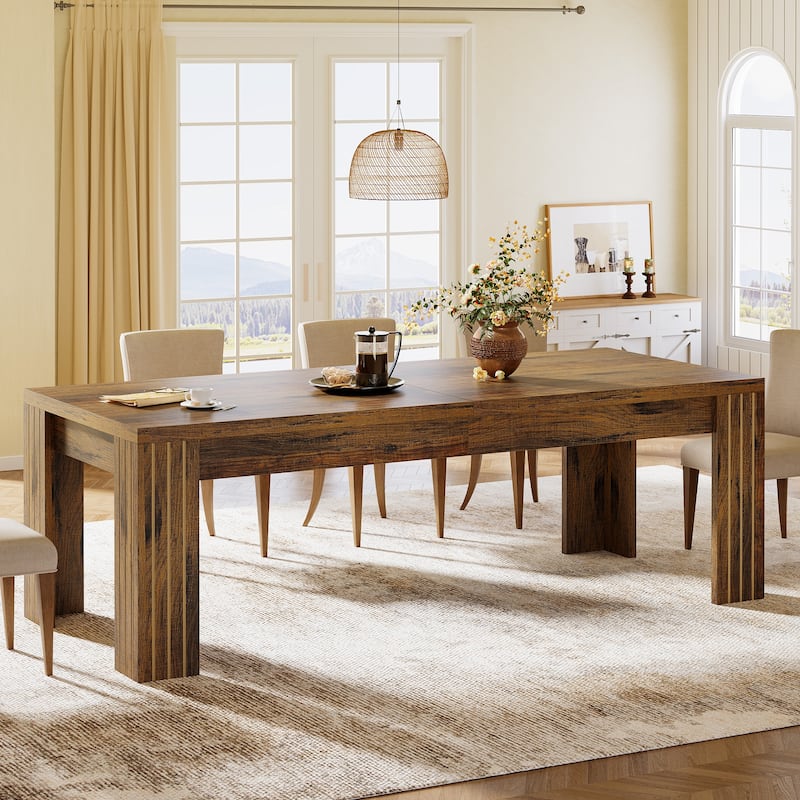 78.7'' Large Dining Table for 6-10 with Heavy Duty Legs - Rusic Brown