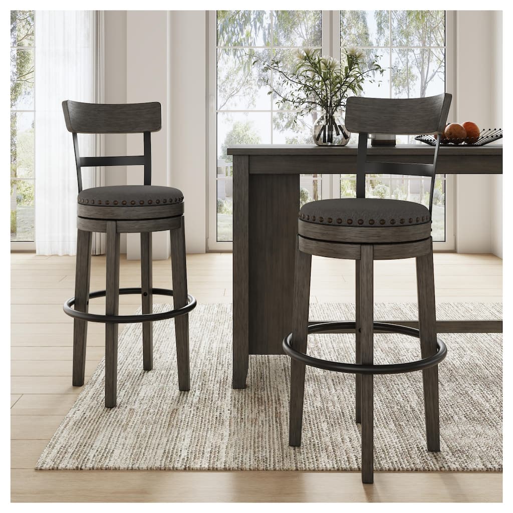 Signature Design by Ashley Caitbrook Gray Upholstered Swivel Barstool, Single