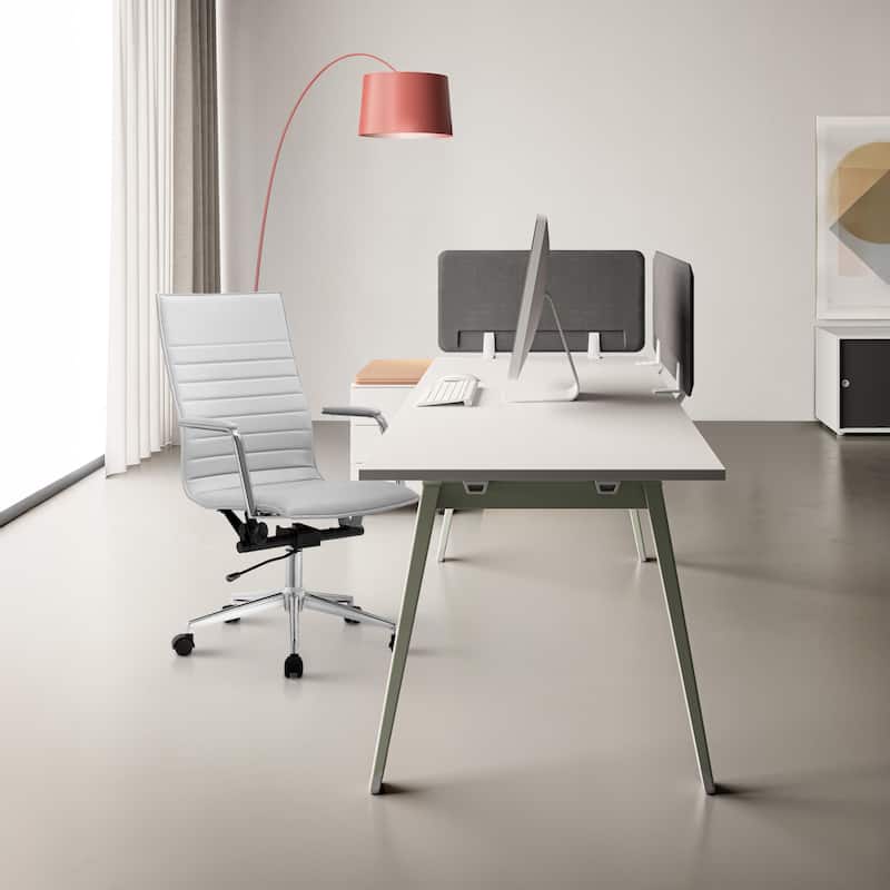 Executive Ribbed Ergonomic High Back Modern Office Chair With Arms Conference Room Guest Bedroom Work Task Hotel Computer