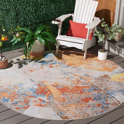 SAFAVIEH Barbados Eylem Indoor/Outdoor Tropical Abstract Waterproof Patio Backyard Rug