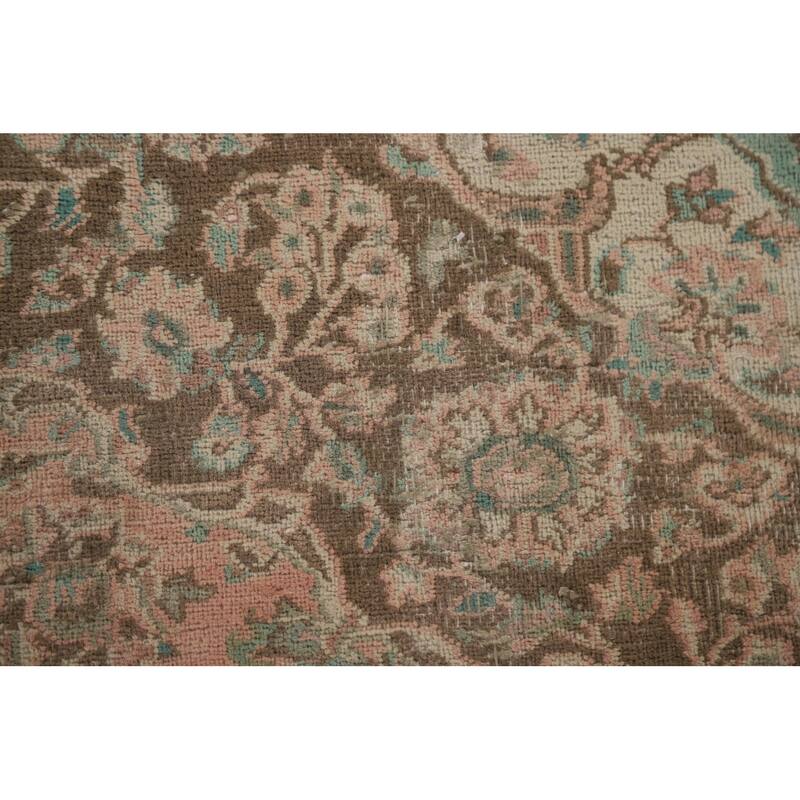 Hand Knotted Oriental 100% Wool Carpet Traditional Floral Pink Mashad Area Rug - 12' 3'' X 9' 4''