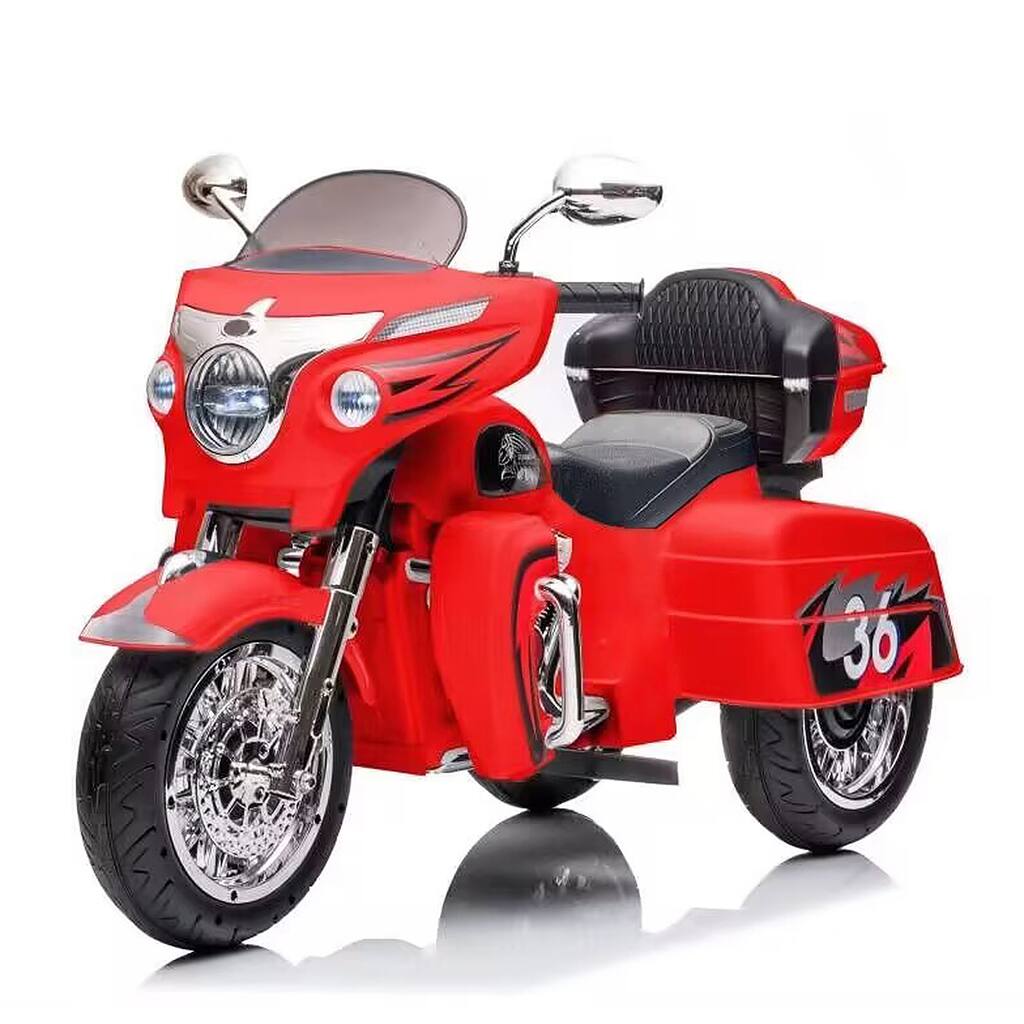 Kids 3-Wheel Motorcycle with Dual Seats, Ride-On Motorcycle Red Electric Motorcycle with LED Headlight